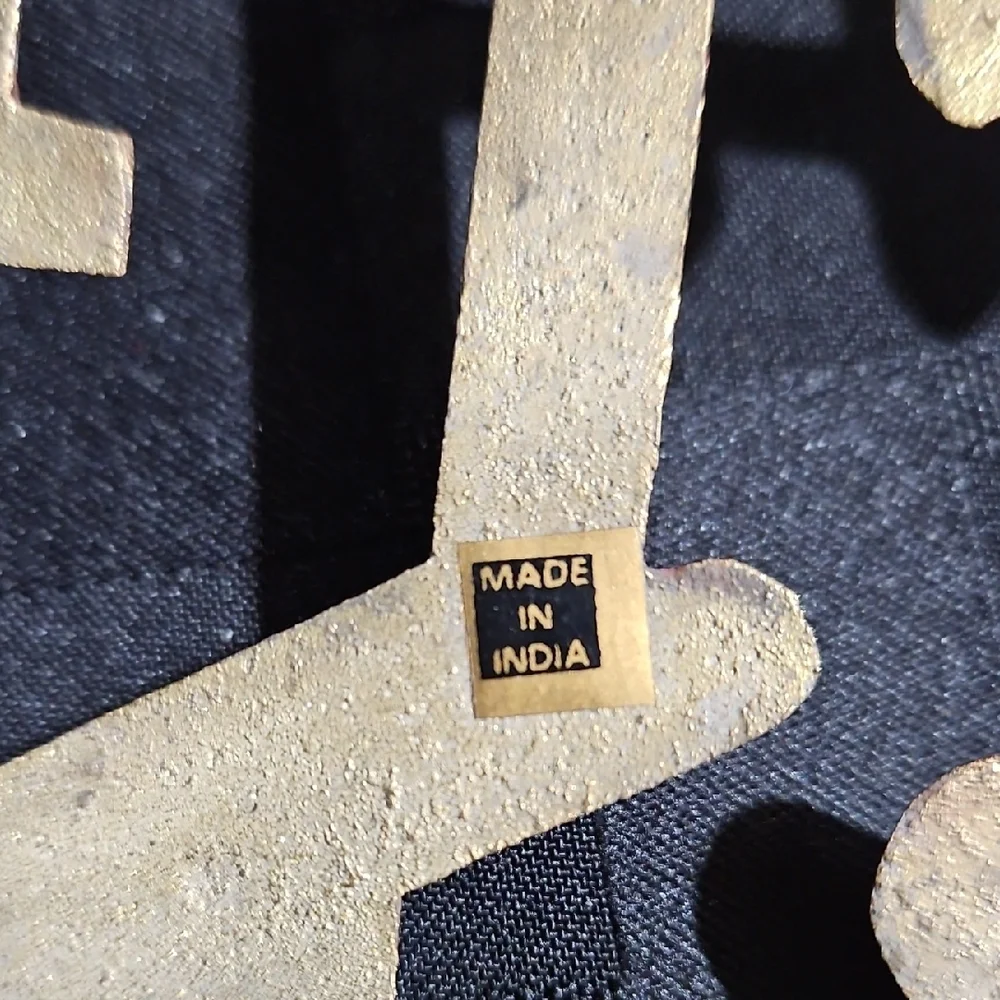 Vintage Solid Brass House & Tree Wall Key Holder Rack, 5 Hooks